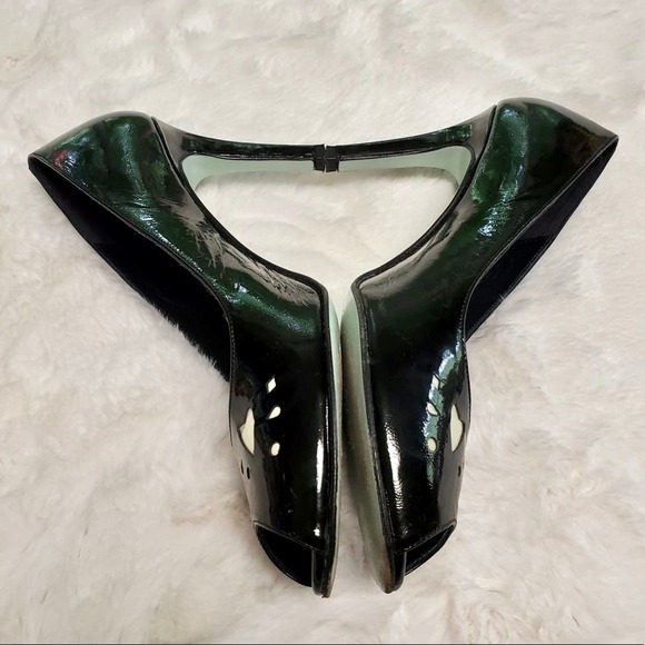 Cynthia Rowley Black Patent Peep Toe Pumps Size 7.5 - Picture 7 of 10